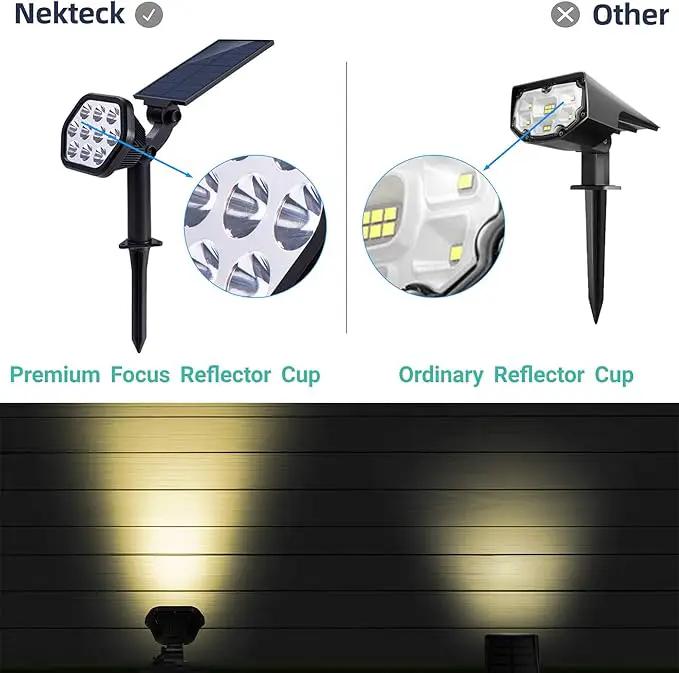 Nekteck Solar Lights Outdoor,10 LED Landscape Spotlights Powered Wall Lights 2-in-1 Adjustable Security Decoration Lighting for Yard Garden Walkway Porch Pool Driveway (4Pack, Warm White) by GreenHaven Gardens