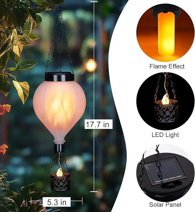 Hanging Solar Lantern Outdoor Garden Decor Hot Air Balloon Lantern with Flickering Flame Gifts for Women Grandma Mom Outdoor Hanging Light Solar Decorative Lamp for Garden Patio Yard and Home by GreenHaven Gardens