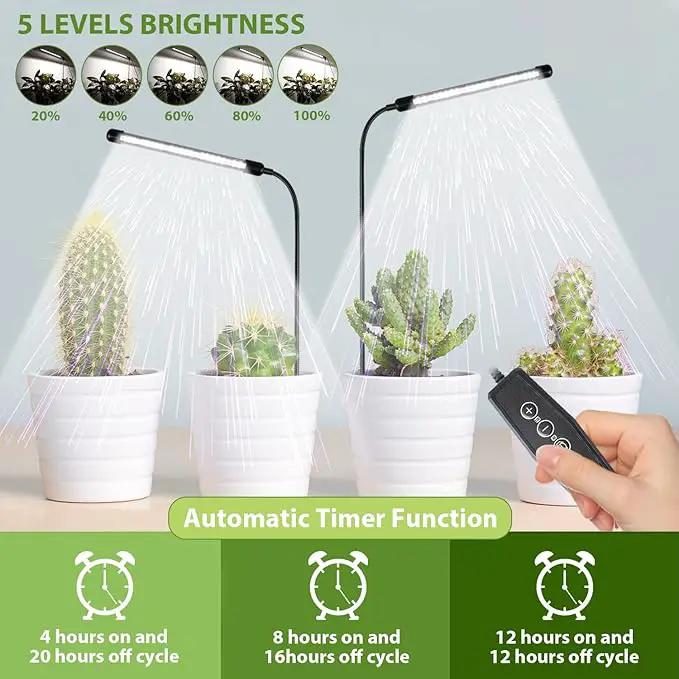 Juhefa Grow Light for Indoor Plants Growing, 6000K Full Spectrum Gooseneck Plant Lamp for Seedings Succulents Small Plants, Auto On/Off Timing & 5 Dimming, 1-PACK by GreenHaven Gardens