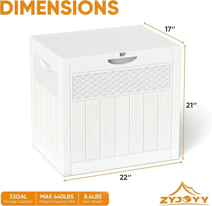 33 Gallon Resin Deck Box, Weatherproof Outdoor Storage Box for Patio, Garden and Yard, Lockable Waterproof Bin for Tools, Cushions, and Accessories, White by GreenHaven Gardens