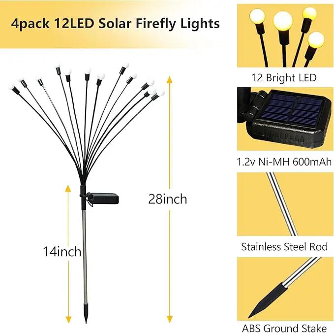 Solar Garden Lights Outdoor, 4 Pack 40 LED Solar Firefly Lights Waterproof, Sway by Wind, Solar Swaying Light for Yard Patio Backyard Garden Planter Flower Bed Pathway Outdoor Decoration (Warm White) by GreenHaven Gardens