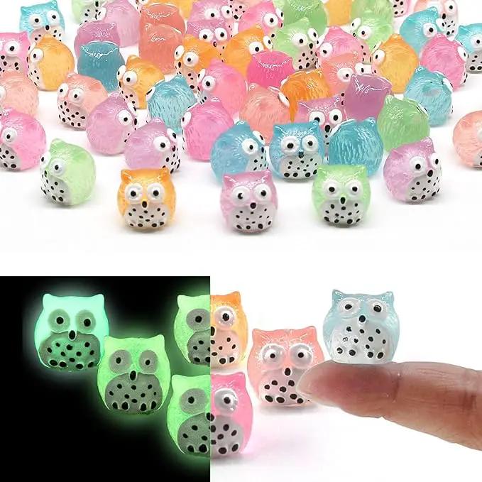 Luminous Mini Resin Animals 40 Pcs Tiny Resin Owls Glow in The Dark for Garden Miniatures Fairy Garden Accessories Plant Decorations and Car Accessories by GreenHaven Gardens