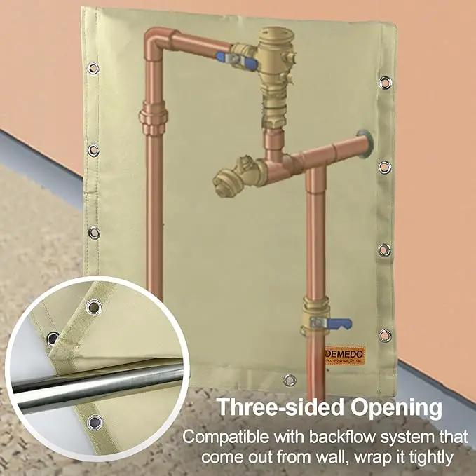 Side Opening Backflow Preventer Cover, Pipe Insulation Cover for Irrigation Valve, Sprinkler Valve, Outdoor Water Pipe, Winter Freeze Protection & UV Resistance Backflow Cover, 16" W x 20" H, Beige by GreenHaven Gardens