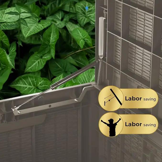 100 Gallon Lockable Resin Deck Box, Waterproof & UV-Resistant Outdoor Storage Box for Outdoor Cushion Storage, Garden Tools & Pool Accessories Storage, Gray by GreenHaven Gardens