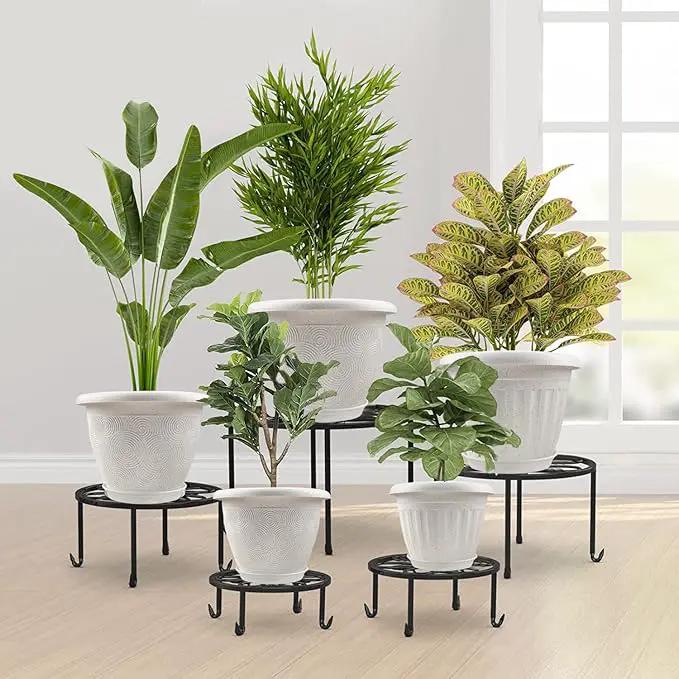 Plastic Flower Pots Planters for Indoor Plants, 4 Pack 12 Inch White Plant Pots with Drainage Hole & Tray, Modern Decorative Large Plant Pot with Saucer for Indoor Outdoor Plants Garden House Planter by GreenHaven Gardens