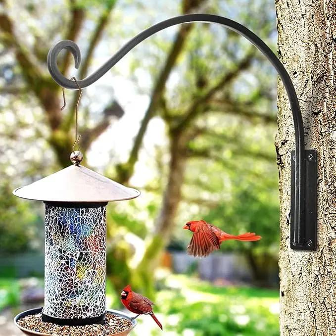 Qiang Ni Heavy-Duty Plant Hanger Outdoor: Hanging Plant Hook for Outside Basket - 16-Inch Wall Mount Plant Bracket for Bird Feeder by GreenHaven Gardens