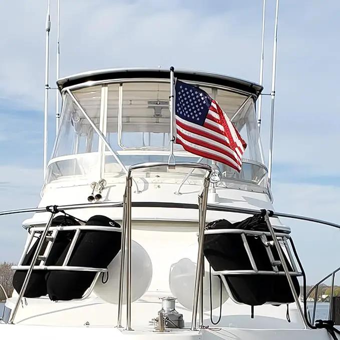 AZCOVER American Flag 16x24 Inch Boat Flag for Outside Made in USA Heavy Duty Nylon American Flags for Outdoor with Embroidered Stars Sewn Stripes and Brass Grommets All Weather Lasting United States by GreenHaven Gardens