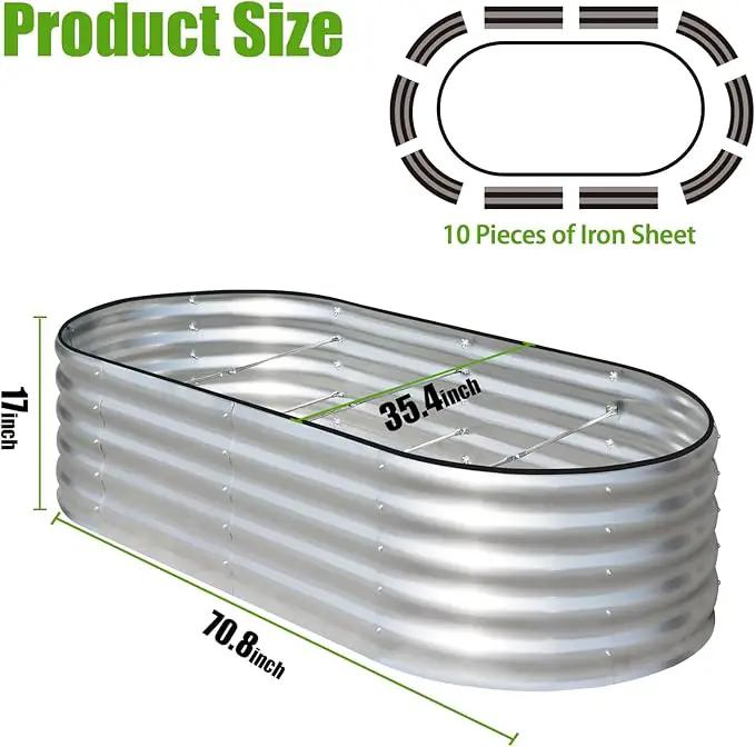 SnugNiture Galvanized Raised Garden Bed, 6x3x1.5ft Oval Metal Planter Box for Planting Outdoor Plants Vegetables by GreenHaven Gardens