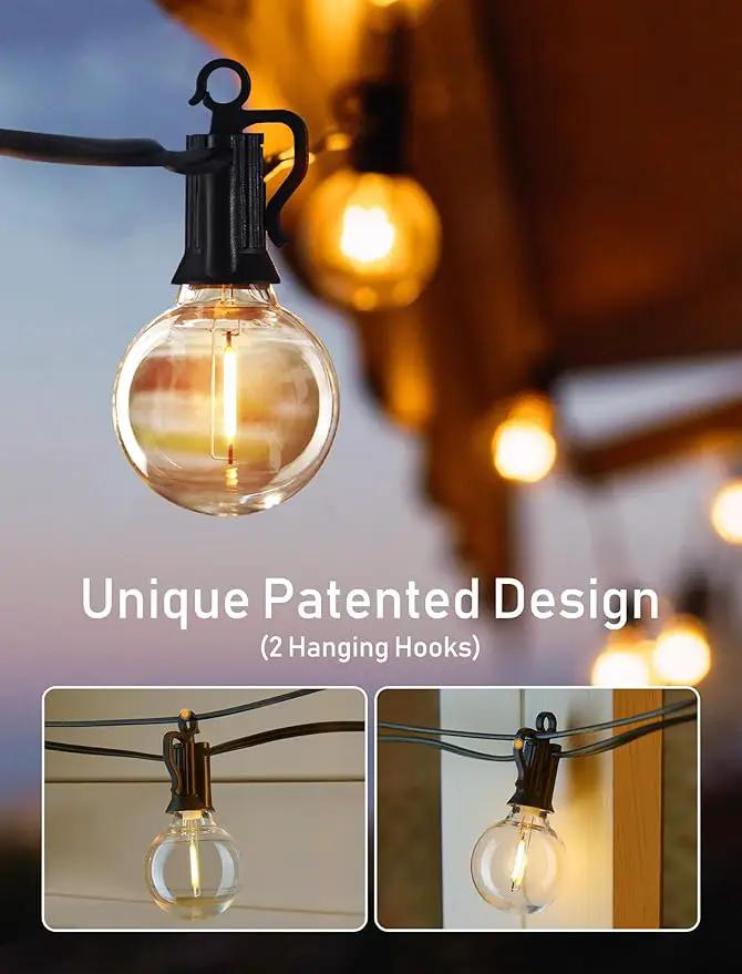 Brightown Outdoor String Lights - 2 Pack Globe Patio Lights 100 Ft with 50 G40 Shatterproof Bulbs, Waterproof Connectable Commercial Hanging Lights for Backyard Bistro Porch Cafe by GreenHaven Gardens