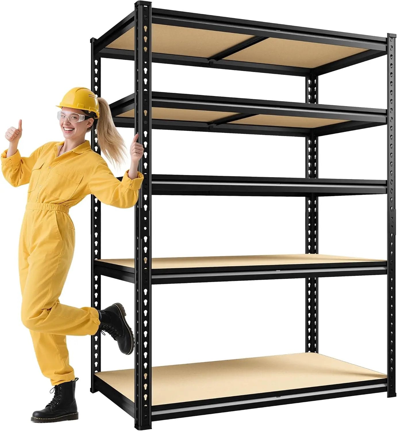 72" H Garage Shelving, 5 Tier Storage Shelves Load 2500 lbs, Adjustable Garage Shelves, Metal Shelving Unit for Warehouse, Basement, Pantry, 40" Wx 16" D x 72" H, Black by GreenHaven Gardens