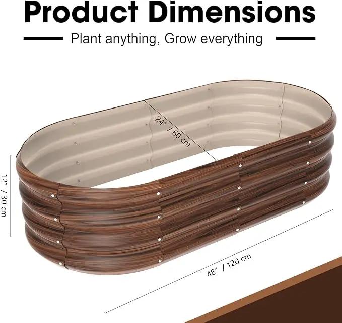 4x2x1ft Oval Galvanized Raised Garden Bed Outdoor 9-in-1 Large Metal Modular Planter Box Raised Beds for Gardening,Vegetables,Fruits,Flowers & Herbs (Brown) by GreenHaven Gardens