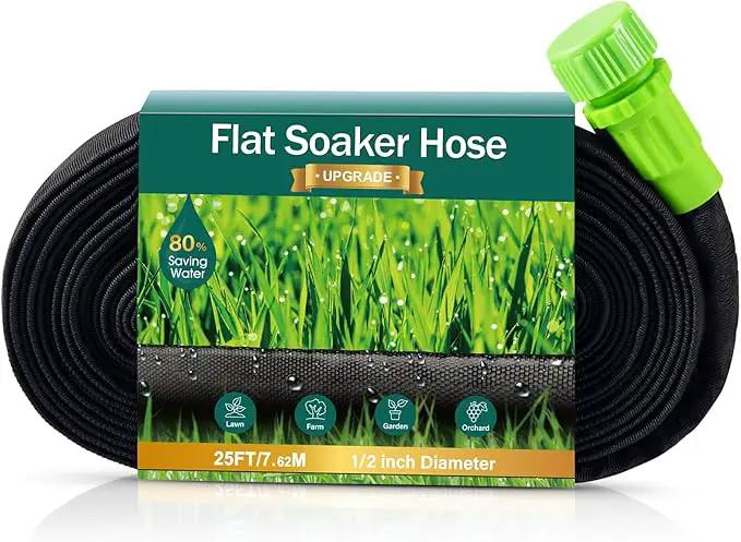 Soaker Hose 25ft for Garden Beds, Drip Irrigation Hose Saves 80% Water, Leak Proof Sprinkler Hose For Garden, Lawn, Flower Bed, Vegetable Field (25FT) by GreenHaven Gardens