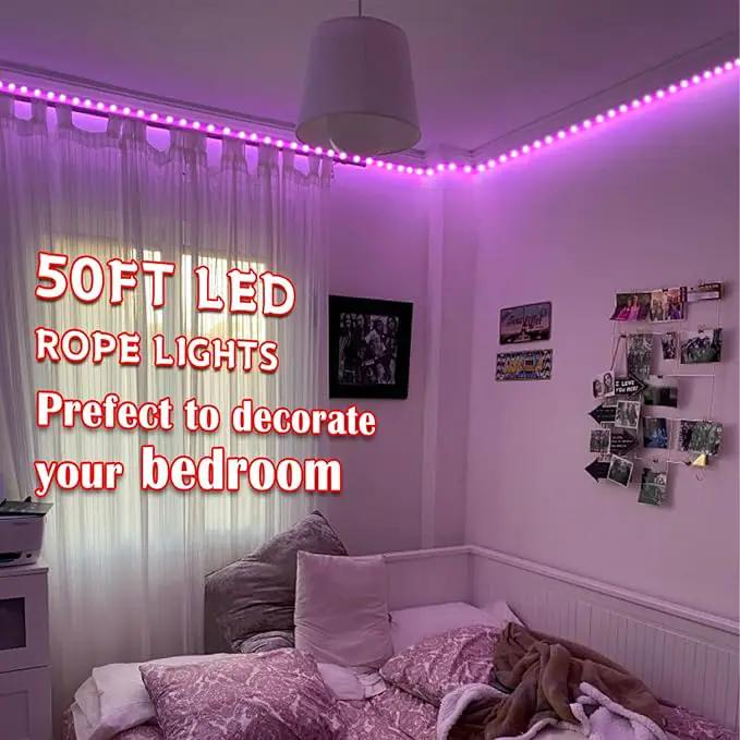 50Ft 600 LED Rope Lights Outdoor, Pink Flexible Tube Light Waterproof Plug in 8 Modes Timer Memory, Permanent String Lights for Tree,Pool, Bedroom, Fence, Garden, Indoor, Outside Decorations by GreenHaven Gardens