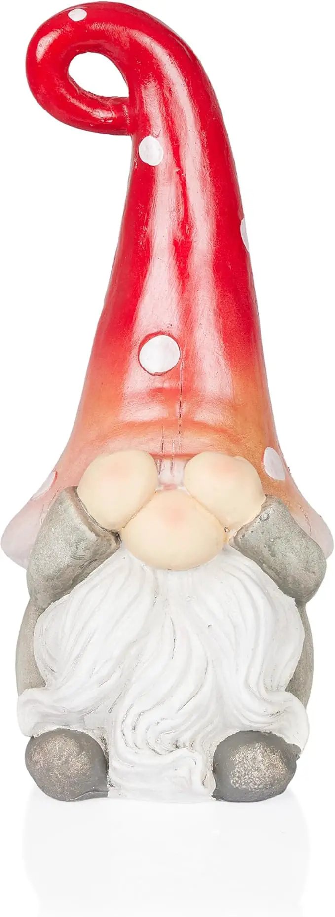 Alpine Corporation 17” Tall Outdoor Garden Gnome Yard Decoration - See No Evil Statue - Gnome with Red Polka Dot Hat – Durable, Weatherproof Decor for Patio & Deck by GreenHaven Gardens