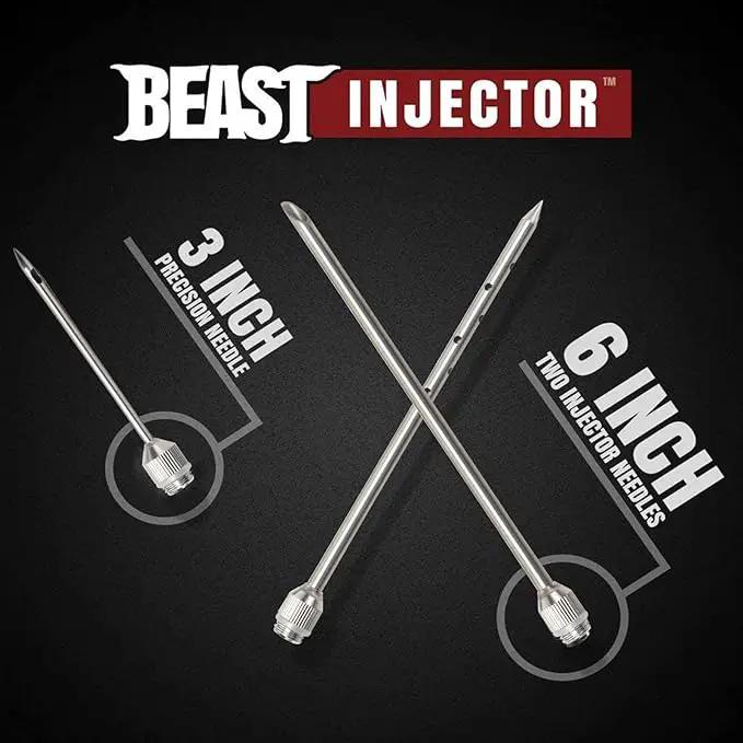 Grill Beast - 304 Stainless Steel Meat Injector Kit with 2-oz Large Capacity Barrel and 3 Professional Marinade Needles by GreenHaven Gardens