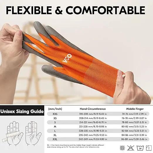Vgo... 15-Pairs Safety Work Gloves, Gardening Gloves, Polyurethane Coated, Dipping Gloves, Latex Free (Size M,Orange, PU2103) by GreenHaven Gardens