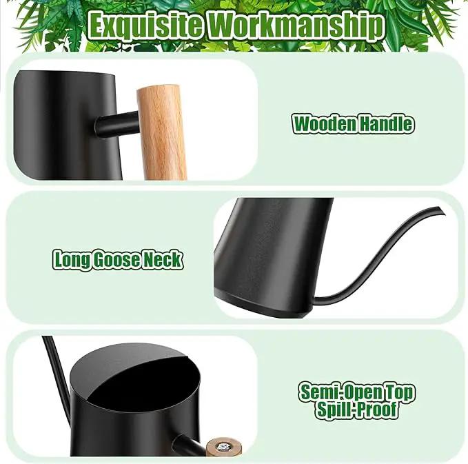 Green Moon Water Can Indoor Plant Black 35oz with Long Spout Mini Water Can Indoor Metal Watering Can Pot for Indoor House Plant Bonsai Outdoor Garden Flowers Modern Decorative by GreenHaven Gardens