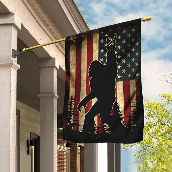 FLAGWIX American Flags, Sasquatch Bigfoot American Flag - 4th of July, Independence Day Decorations for Home, House Flag (29.5" x 39.5") - USA Flags Premium Polyester, Decorative Indoor Outdoor Flag by GreenHaven Gardens