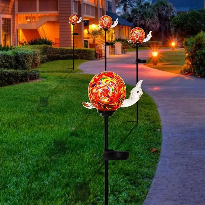 Solar Garden Decoration Outdoor Snail Lights, Hand Blown Glass Waterproof Solar Light Stake Decorate Paths, Pathways, Lawns and Yards Art for Mom, Mother's Day Gifts by GreenHaven Gardens