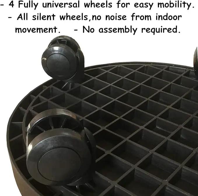 WanderingDonkey 2 Pack of 14 Inch Heavy Duty Plant Caddy with Wheels,Rolling Plant Stand Pot Trolley, Potted Flower Mover Dolly with Casters Round Coaster for Indoor Outdoor, Brown by GreenHaven Gardens