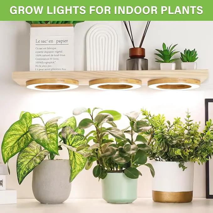 LORDEM 6.3" Bamboo Ceiling Grow Lamp for Indoor Plants, 216 LEDs Full Spectrum Halo Plant Light, Under Cabinet Grow Lights with 4/8/12H Auto Timer Switch Modes, 4 Dimmable Brightness Levels, Tri Head by GreenHaven Gardens