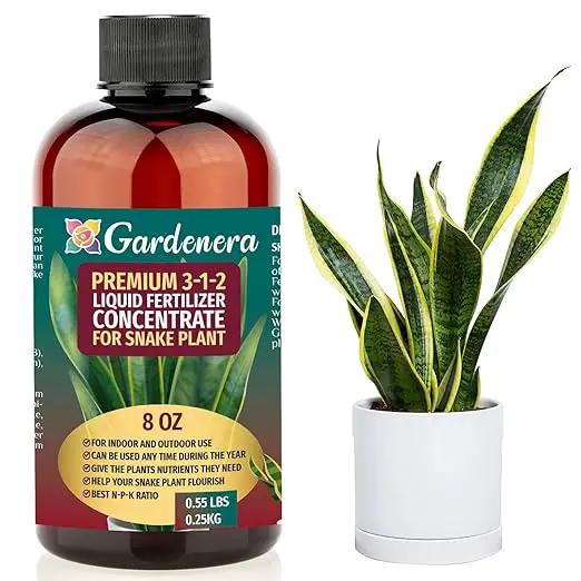 Premium Liquid Snake Plant Fertilizer - 3-1-2 Concentrate for Indoor Plants and Flowers by Gardenera | Organic Plant Food for Snake Plants - 8oz by GreenHaven Gardens