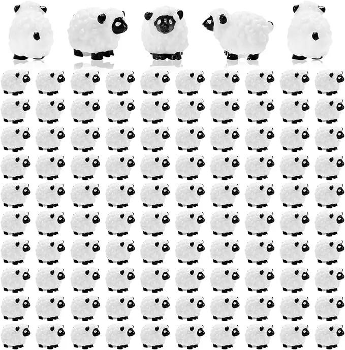 Bbiamsleep 105 Pcs Mini Sheep Figurines Miniature Sheep Tiny Sheep Mini Plastic Sheep Mini Resin Figurine for Fairy Garden Micro Landscape Decor Cake Topper by GreenHaven Gardens