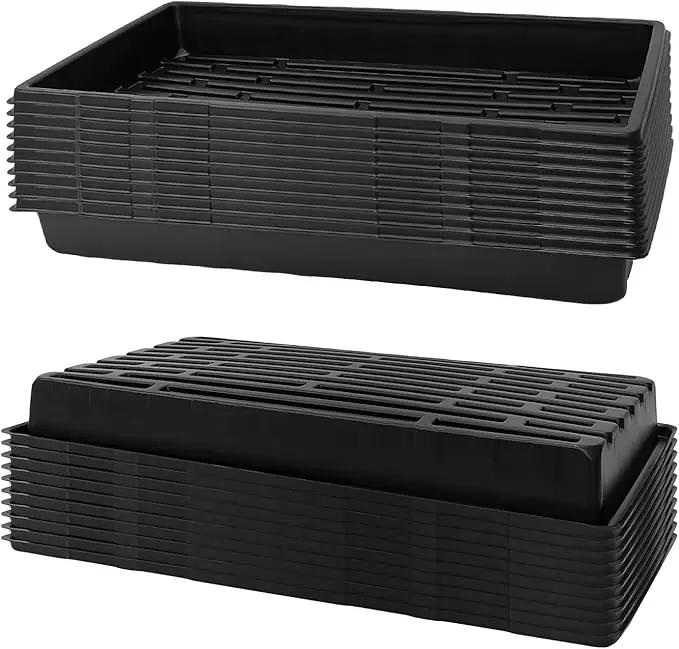 20 Pcs Plant Growing Nursery, Standard 1020 Trays Plastic Sturdy Farmer Self Seedling Tray for Microgreens Indoor Nursery Pots Transplantation (20-Pack, 21.6"×11.2", 2.52" Deep, no Holes) by GreenHaven Gardens