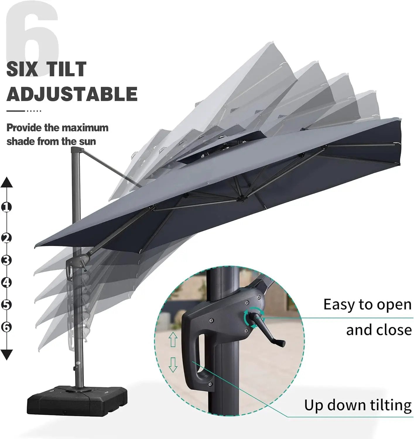 PURPLE LEAF 11FT Cantilever Outdoor Umbrellas Large Patio Umbrella Hanging Double Top Square Offset Umbrella with 360°Rotation Tilting Umbrella Outdoor Patio, Grey by GreenHaven Gardens