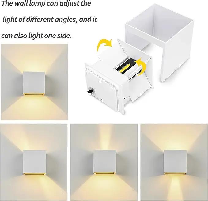 LANFU LED Aluminum Square Cube Waterproof White Wall Sconce Outdoor Light Exterior Wall Lighs fixtures Outside for House Patio 6W 100-277V 3000K Angle-Adjustment Warm Light 2LEDS White 6W by GreenHaven Gardens