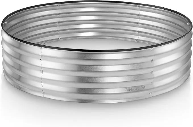 Round Galvanized Raised Garden Bed // 4×4×1 ft Galvanized Raised Garden Beds Outdoor for Gardening, Vegetables, Flowers // Patented Tool-Free Design Round Planter (Silver) by GreenHaven Gardens