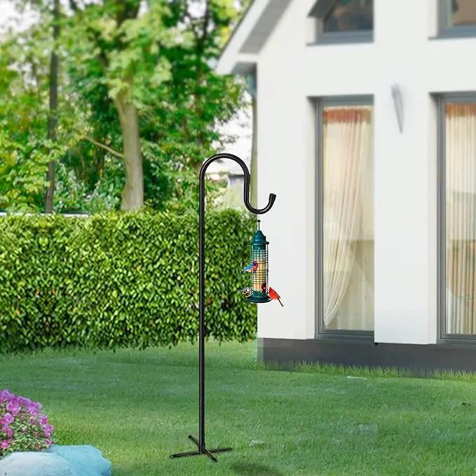 5-Prong Shepherd Hooks for Outdoor 2 Pack Heavy Duty Iron Garden Hooks for Hanging Plants, Bird Feeders, Lanterns, Solar Lights, and Wedding Decor – Rust-Resistant, Adjustable, Easy to Install 48 Inch by GreenHaven Gardens