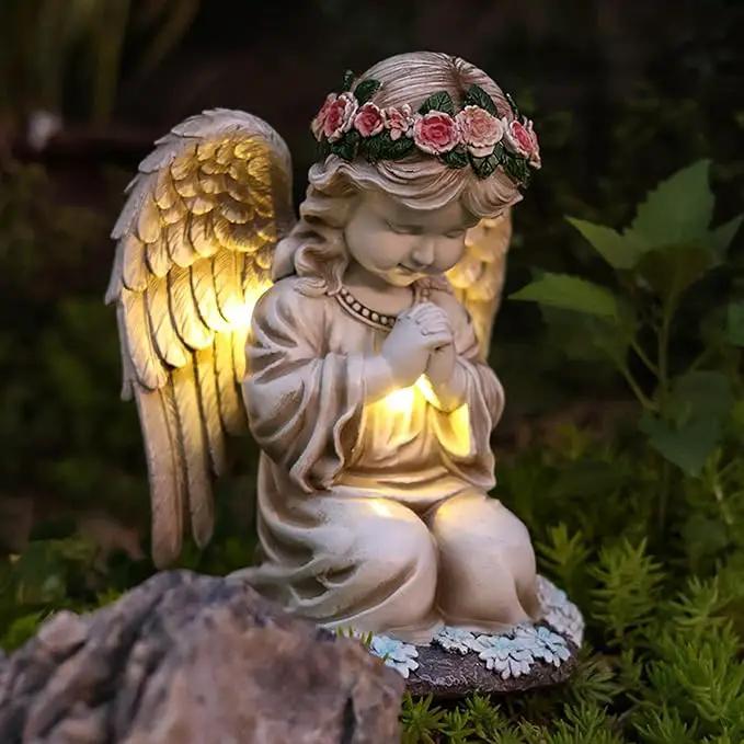 Choies Solar Angel Garden Statue Outdoor Decor,Praying Angel Sculpture for Outside,Home,Patio,Yard,Cemetery,Perfect Birthday or Valentines Day Angel Gifts for Women,Mom by GreenHaven Gardens