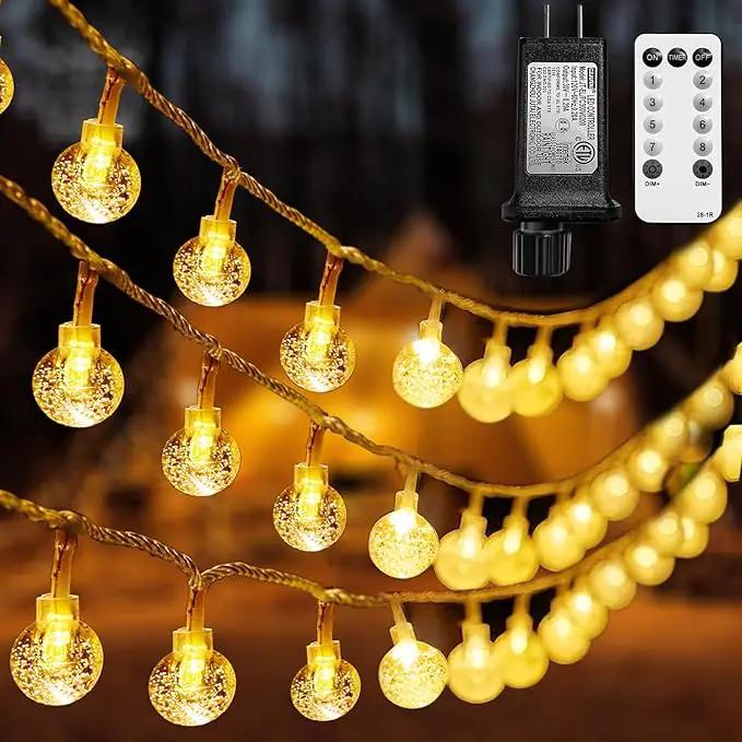 Globe String Lights 49.2 Feet 100 LED, Plug in Crystal Fairy String Lights with Remote Timer, 8 Modes Indoor Outdoor Hanging Globe Lights for Wedding Bedroom Classroom Patio Garden by GreenHaven Gardens