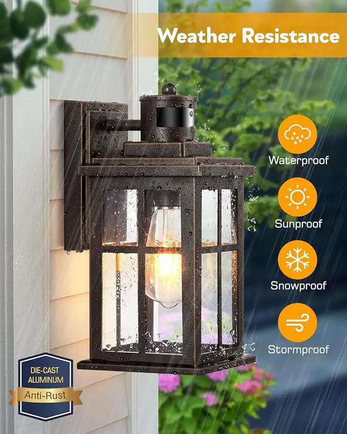 Distance-Adjustable Outside Lights for House, 2-Pack Oil Rubbed Bronze Porch Light, Waterproof Dusk to Dawn Exterior Lighting Fixtures Sconce, Anti-Rust Outdoor Lanterns for Porch, Garage by GreenHaven Gardens