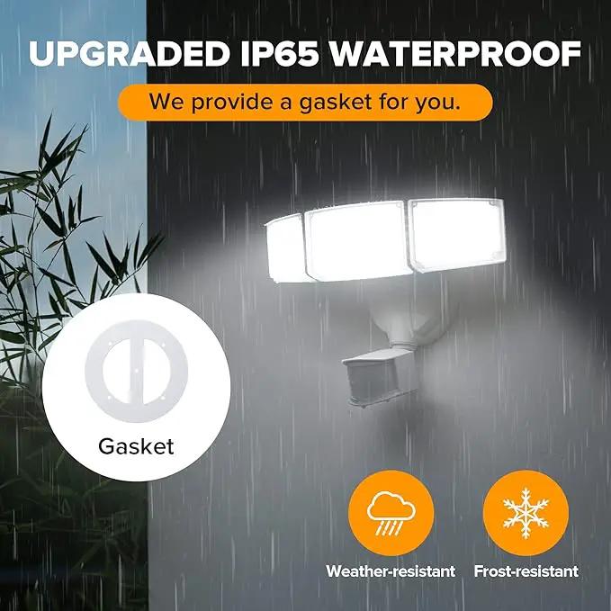 LUTEC 72W 7500LM LED Security Lights Motion Sensor Light Outdoor, 5000K Daylight, IP65 Waterproof, Dusk to Dawn, 3-Head Motion Detected Flood Light for Garage, Yard, Porch(White) by GreenHaven Gardens