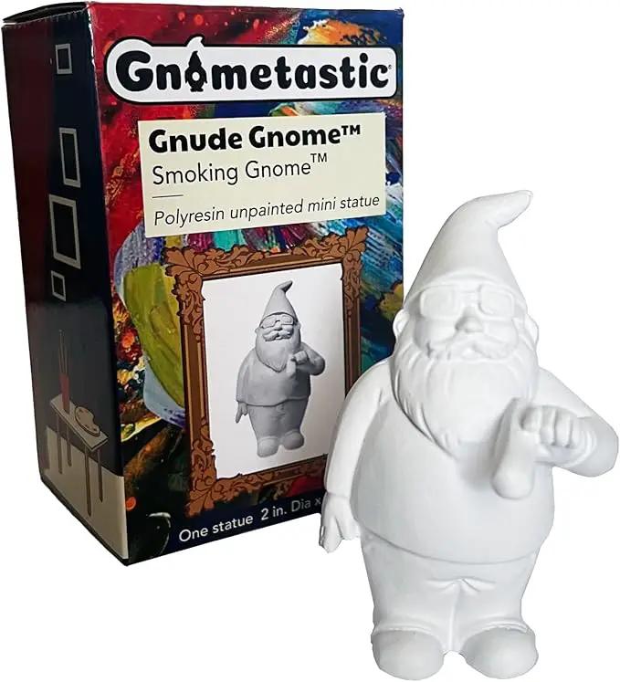 Gnometastic Gnude Mini Gnomes - Smoking Hippie Unpainted Gnome Statue, 3.5in DIY Paint Your Own Gnome Mini -Funny Garden Gnomes to Paint for Adults by GreenHaven Gardens