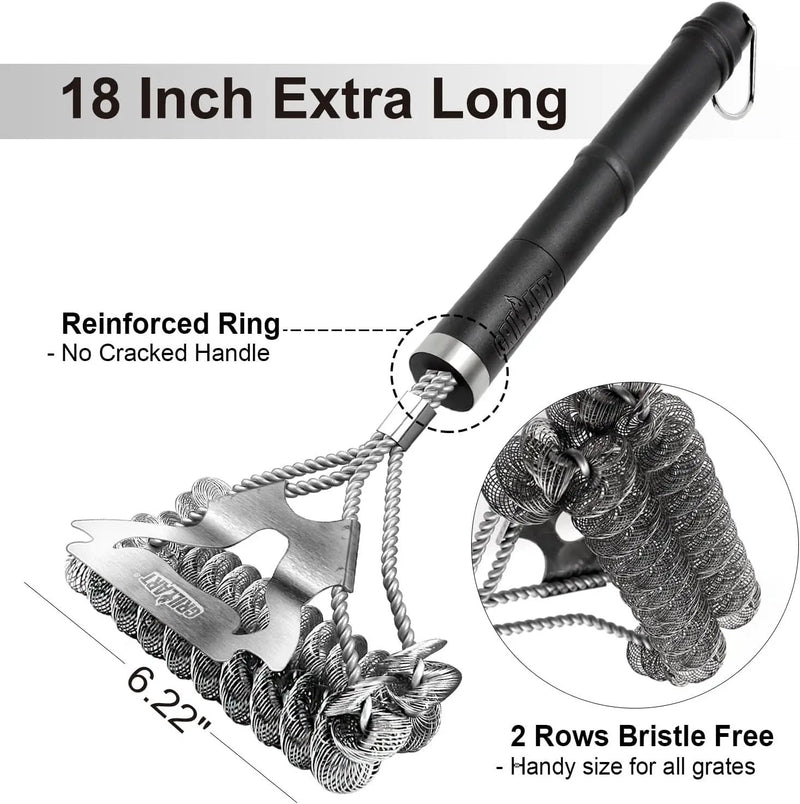 GRILLART Grill Brush for Outdoor Grill Bristle Free - Safe BBQ Grill Cleaner Brush - 18" BBQ Brush for Grill Cleaning Kit -Stainless Grill Cleaning Brush BBQ Grill Accessories Tools- Gifts for Men Dad by GreenHaven Gardens