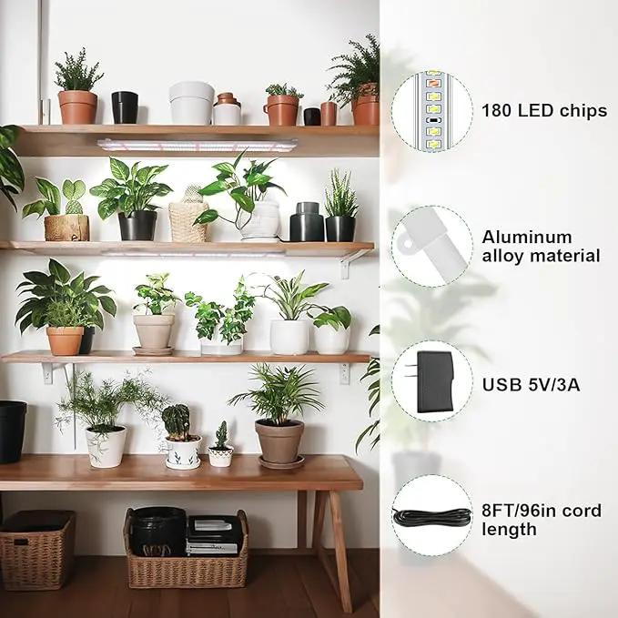 Wiaxulay Grow Lights for Indoor Plants, Full Spectrum 6000K LED Grow Light Strip Sunlike Growing Lamp with 6/12/16H Timer, 3 Switch Modes, 5 Dimmable Levels for Hydroponics Succulent Seedling, 2 Pack by GreenHaven Gardens