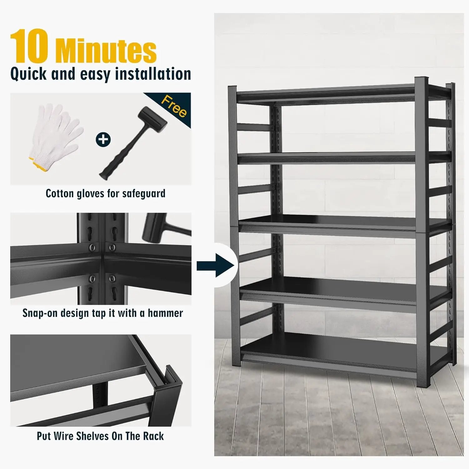 78" H,Metal Garage Shelving Heavy Duty 5-Tier Adjustable Storage Shelves Easy to Assemble, Garage Organization with 4500lbs Capacity,Shelving Racks for Storage,Ideal for Garage,Basement,Warehouse by GreenHaven Gardens