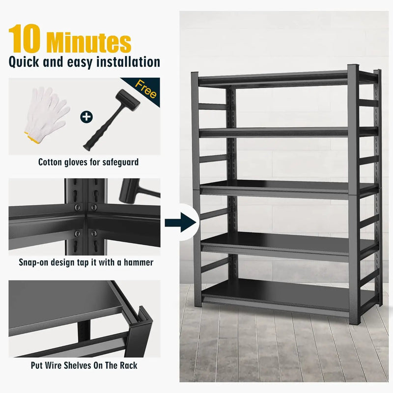 78" H,Metal Garage Shelving Heavy Duty 5-Tier Adjustable Storage Shelves Easy to Assemble, Garage Organization with 4500lbs Capacity,Shelving Racks for Storage,Ideal for Garage,Basement,Warehouse by GreenHaven Gardens