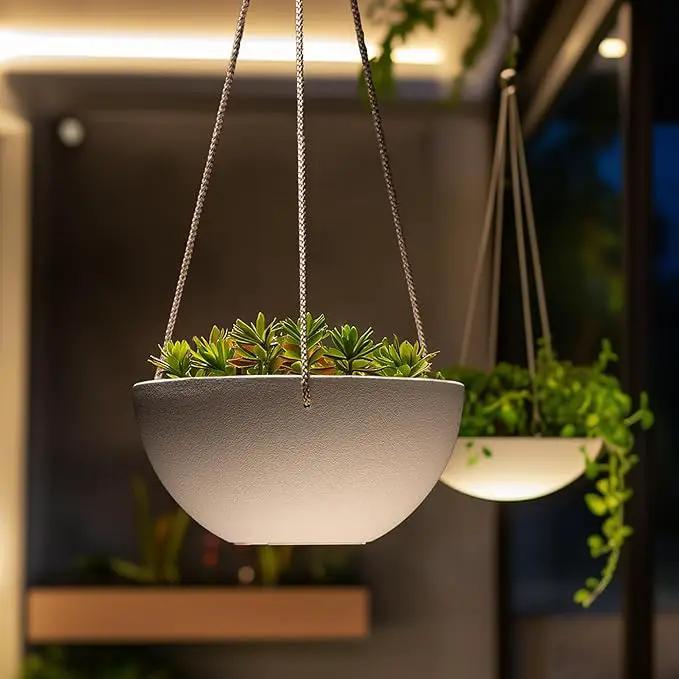 LA Jolie Muse Hanging Planter - 9.84 Inch Hanging Planters for Indoor Plants, Hanging Pots for Plants Indoor Outdoor, Set of 2, White by GreenHaven Gardens