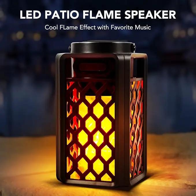 Outdoor Bluetooth Speaker with Led Flame, IP65 Waterproof Wireless Bluetooth Speaker, HD Audio, Atmosphere, 2 Pack by GreenHaven Gardens