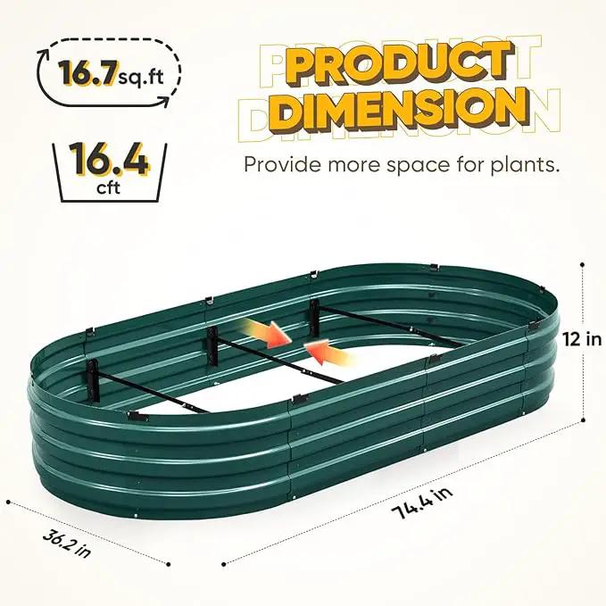 KING BIRD Raised Garden Bed Kit 2025 Upgraded Quick-Setup Galvanized Planter Garden Box Outdoor for Gardening, Vegetables, Flowers, 74x36x12 in, Green 2PCS by GreenHaven Gardens