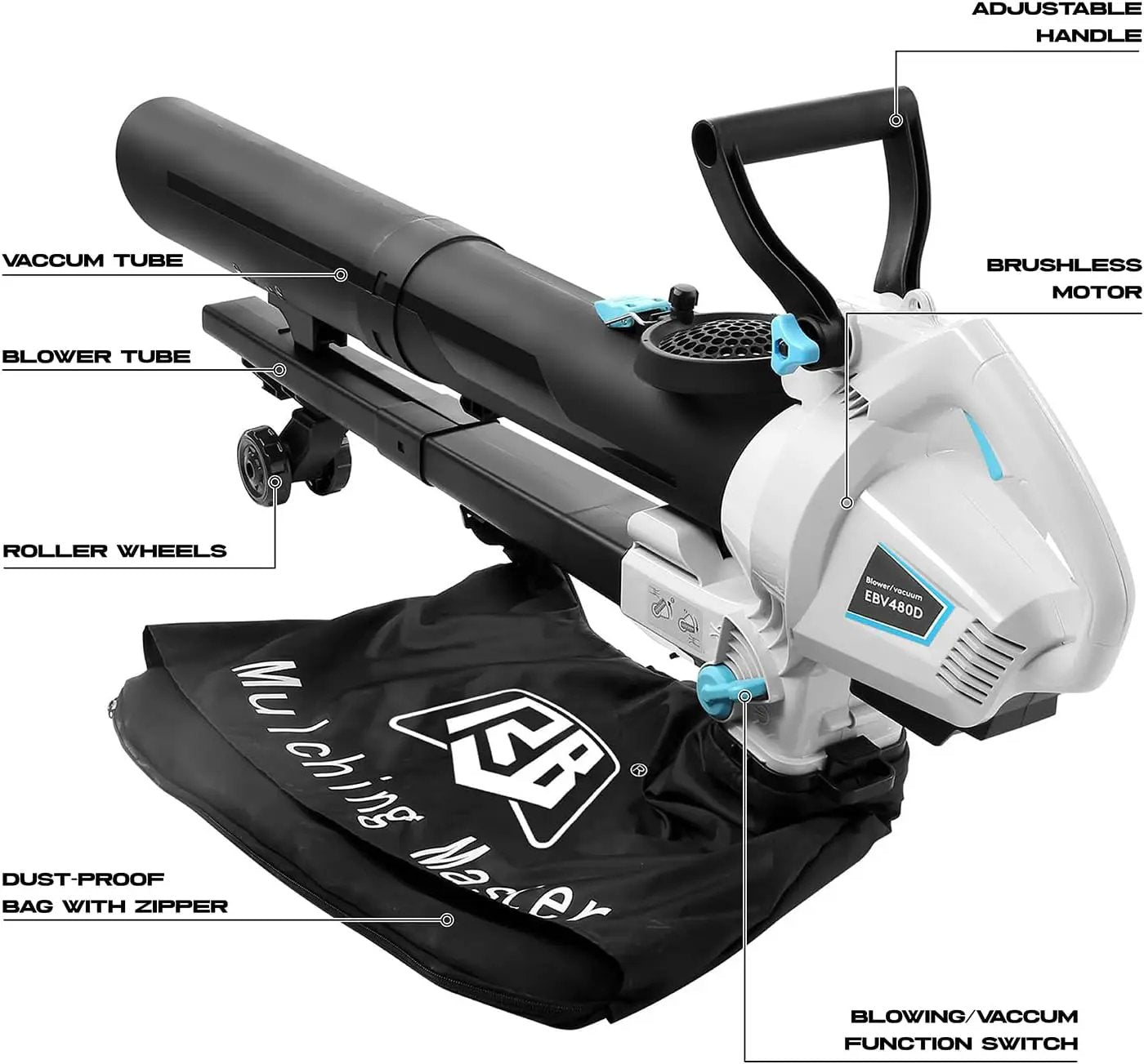 RB 40V 3-in-1 Cordless Vacuum Blower – Powerful Leaf Blower, Mulcher & Vacuum with 4.0Ah Battery & Fast Charger, Adjustable Handle, 12L Bag, 30:1 Mulching Ratio by GreenHaven Gardens