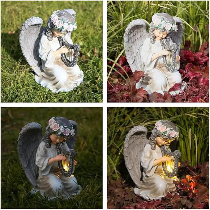 Solar Garden Statues Outdoor Angels Lights, Unique Housewarming Garden Gifts for Women Mom Wife Grandma and Sisters，Cute Angels Sculpture Decoration for Patio, Terrace, Balcony, Lawn by GreenHaven Gardens
