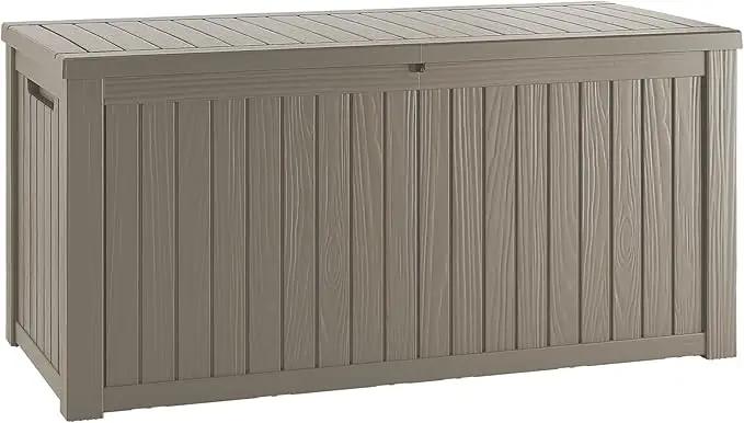 200 Gallon Outdoor Storage Box Waterproof Lockable Resin Deck Box Large, Patio Storage Bin for Pool Accessories Cushion Furniture, Garden Tools, UV-Resistant Outside Delivery Grey by GreenHaven Gardens