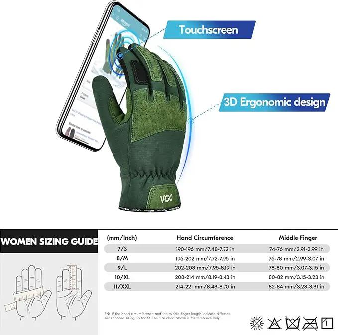 Vgo... Winter Gardening Gloves Women,Safety Work Gloves, Puncture-proof,Thornproof,Touchscreen(1 Pair,S,Green,SL7471FLWP) by GreenHaven Gardens