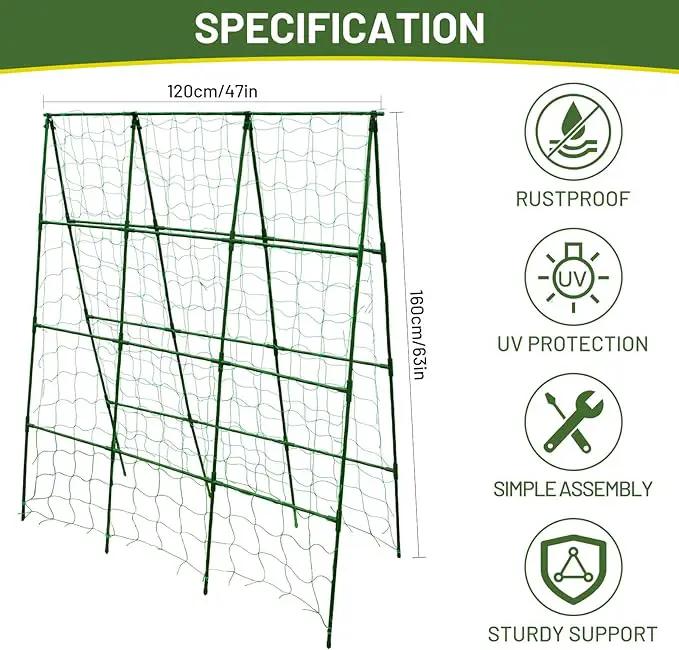 Large A-Frame Garden Trellis for Tomatoes, Cucumbers & Heavy Climbing Plants - Rust-Resistant, Heavy-Duty Steel, Perfect for Outdoor Gardens & Vertical Gardening(47" W x 63" H) by GreenHaven Gardens
