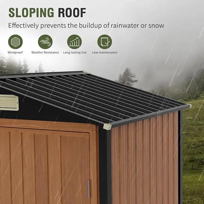 Outdoor Storage Shed 6x4 Ft, Lockable Metal Garden Shed with Window, Tool Shed Tiny House Vertical Outside Storage Building for Backyard, Lawn, Patio, Bike by GreenHaven Gardens
